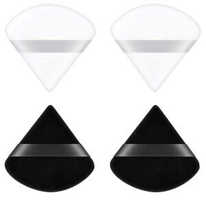 4PCS Pure Cotton Soft Triangle Wedge Makeup Powder Puff (Black & White) 2.76 inc